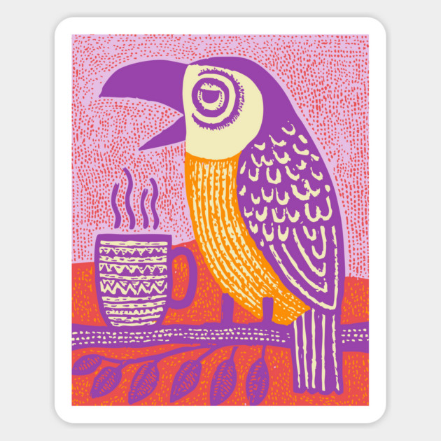 Quirky Coffee Bird - The Tropical Parrot Barista Magnet by TuncGK