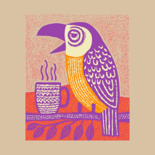 Quirky Coffee Bird - The Tropical Parrot Barista T-Shirt