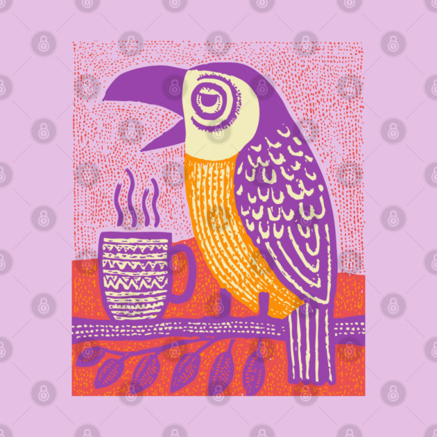 Quirky Coffee Bird - The Tropical Parrot Barista by TuncGK