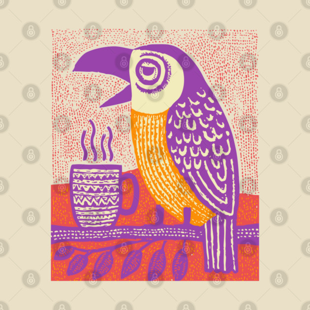 Quirky Coffee Bird - The Tropical Parrot Barista by TuncGK