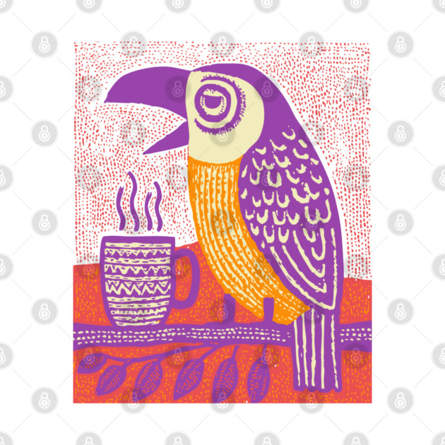 Quirky Coffee Bird - The Tropical Parrot Barista by TuncGK