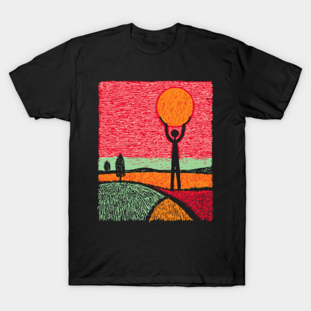 Folk Art Atlas - Carrying the Sun T-Shirt by TuncGK