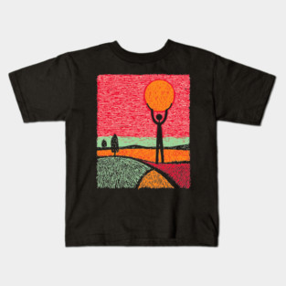 Folk Art Atlas - Carrying the Sun Kids T-Shirt