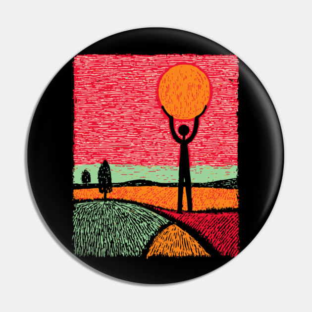 Folk Art Atlas - Carrying the Sun Pin by TuncGK
