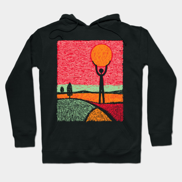 Folk Art Atlas - Carrying the Sun Hoodie by TuncGK