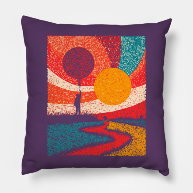Surreal Universe - The Cosmic Balloonist Pillow by TuncGK