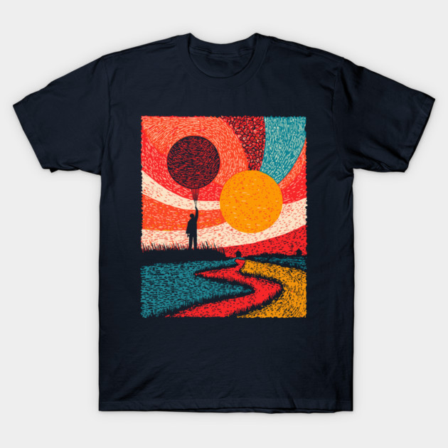 Surreal Universe - The Cosmic Balloonist T-Shirt by TuncGK