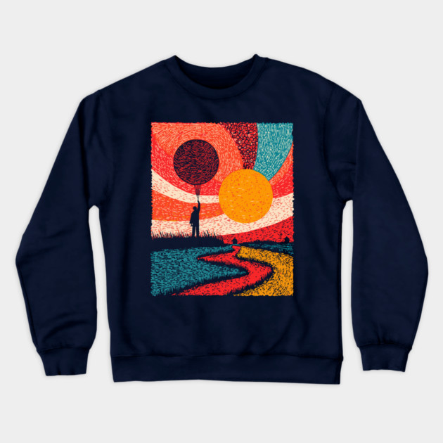 Surreal Universe - The Cosmic Balloonist Crewneck Sweatshirt by TuncGK
