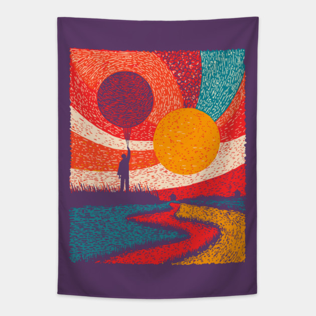 Surreal Universe - The Cosmic Balloonist Tapestry by TuncGK