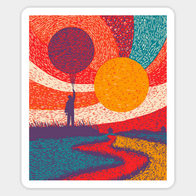 Surreal Universe - The Cosmic Balloonist Magnet by TuncGK