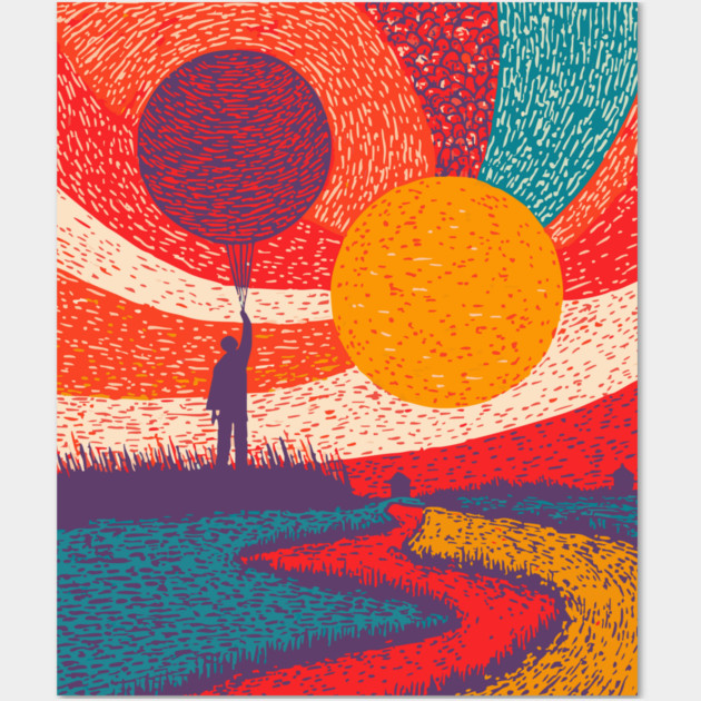 Surreal Universe - The Cosmic Balloonist Wall Art by TuncGK