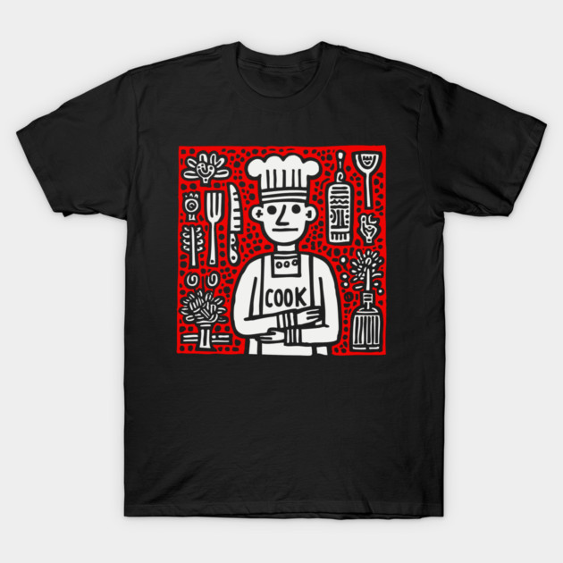 Cook - Doodle Chef Pop Art T-Shirt by TuncGK