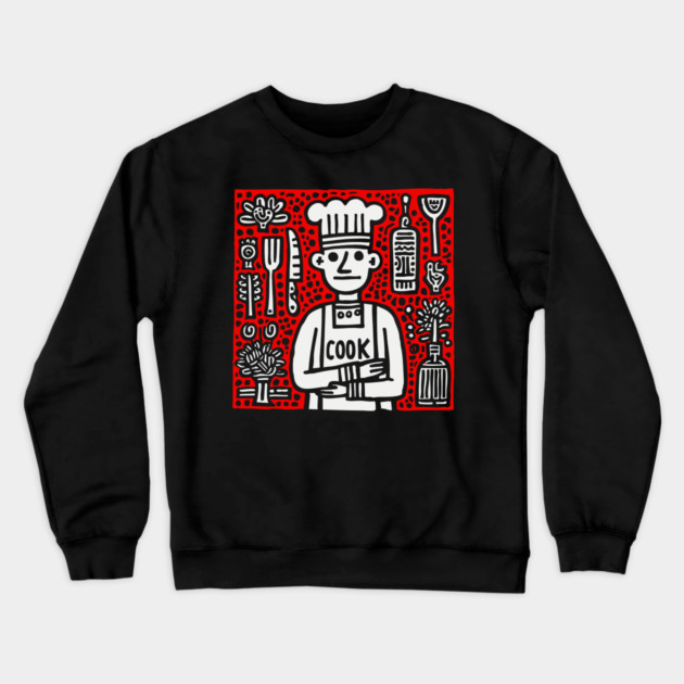 Cook - Doodle Chef Pop Art Crewneck Sweatshirt by TuncGK