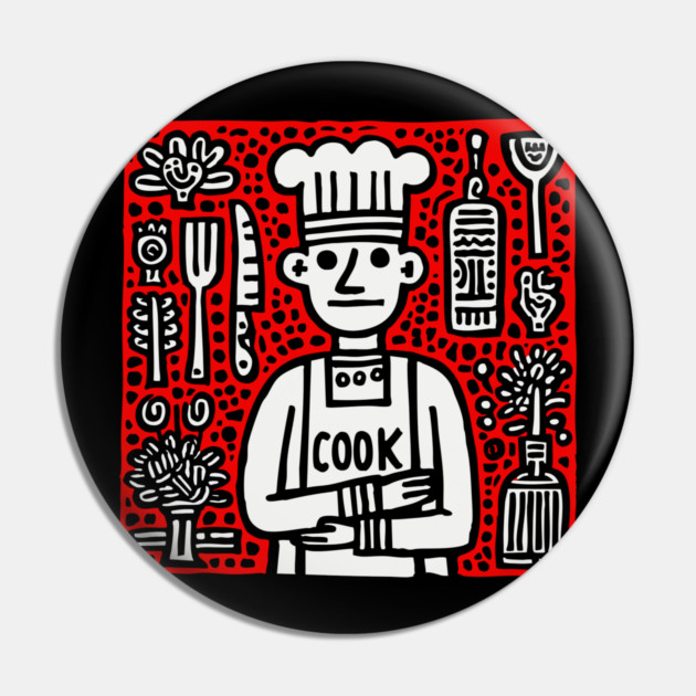 Cook - Doodle Chef Pop Art Pin by TuncGK
