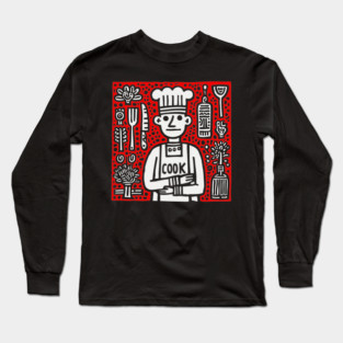 Cook - Doodle Chef Pop Art Long Sleeve T-Shirt