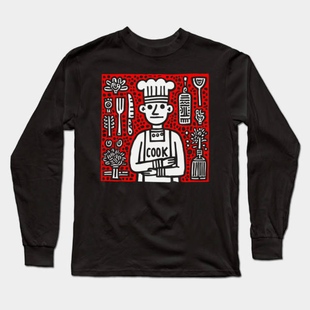 Cook - Doodle Chef Pop Art Long Sleeve T-Shirt by TuncGK