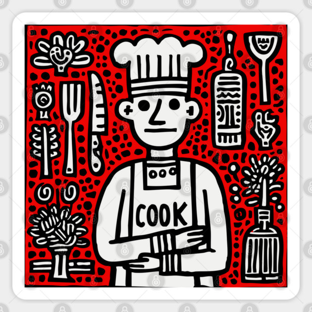 Cook - Doodle Chef Pop Art Sticker by TuncGK