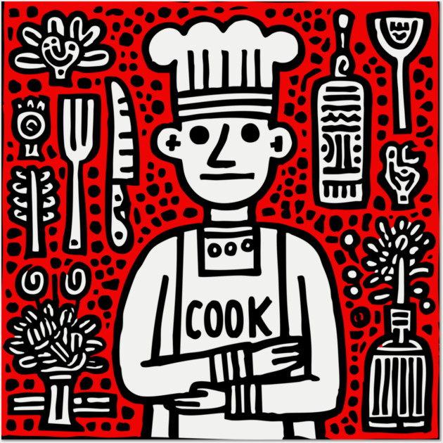 Cook - Doodle Chef Pop Art Wall Art by TuncGK