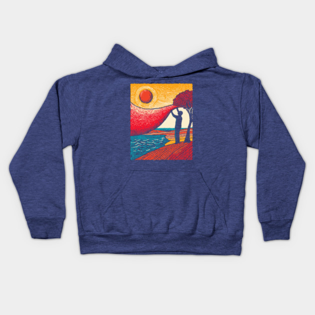 Cosmic Creator - Weaving the Fabric of Day Kids Hoodie by TuncGK