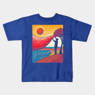 Cosmic Creator - Weaving the Fabric of Day Kids T-Shirt