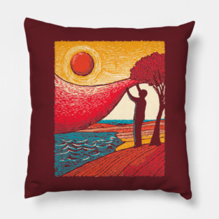 Cosmic Creator - Weaving the Fabric of Day Pillow