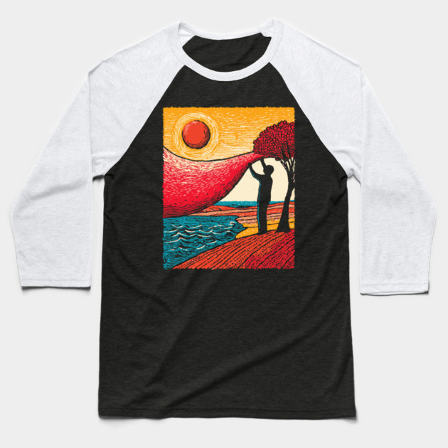 Cosmic Creator - Weaving the Fabric of Day Baseball T-Shirt by TuncGK