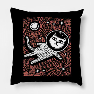 Astronaut Cat - The Cosmic Feline Explorer Pillow
