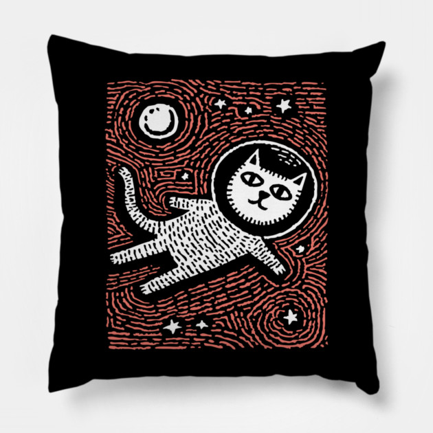 Astronaut Cat - The Cosmic Feline Explorer Pillow by TuncGK