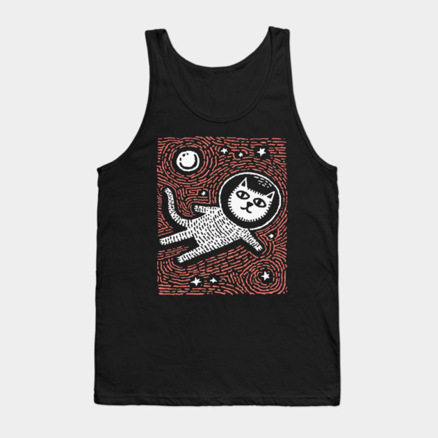 Astronaut Cat - The Cosmic Feline Explorer Tank Top by TuncGK