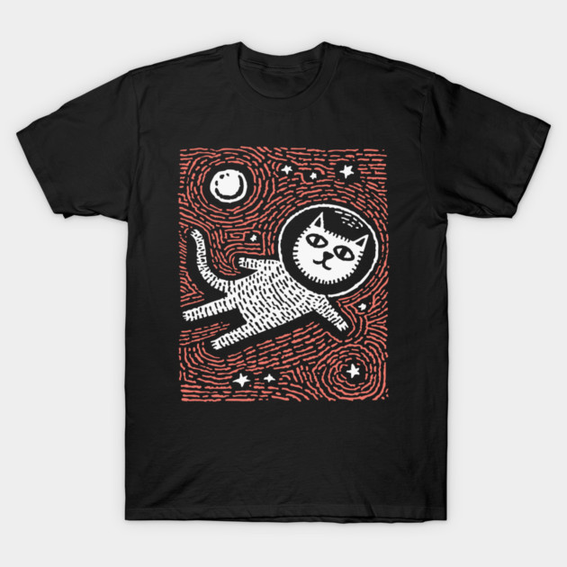 Astronaut Cat - The Cosmic Feline Explorer T-Shirt by TuncGK