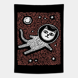 Astronaut Cat - The Cosmic Feline Explorer Tapestry