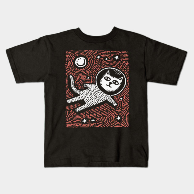 Astronaut Cat - The Cosmic Feline Explorer Kids T-Shirt by TuncGK