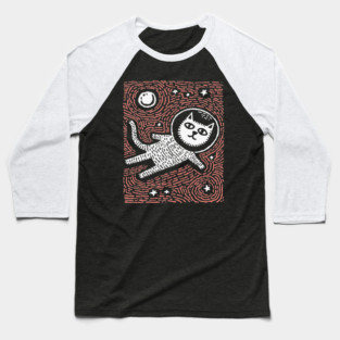 Astronaut Cat - The Cosmic Feline Explorer Baseball T-Shirt