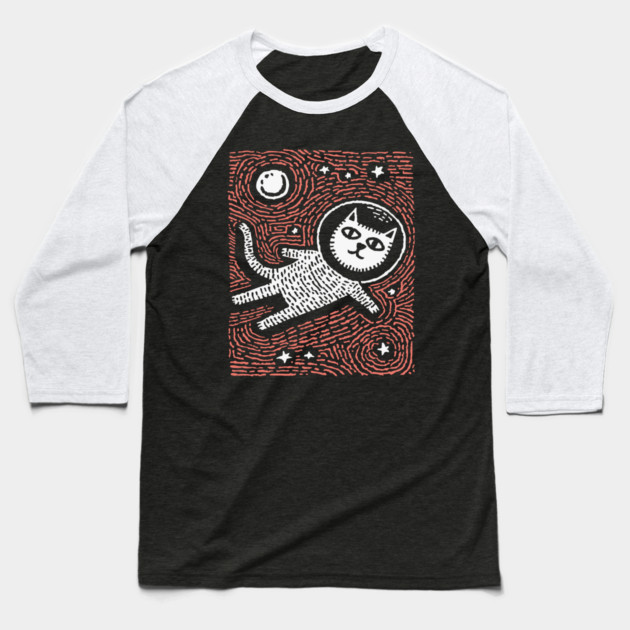 Astronaut Cat - The Cosmic Feline Explorer Baseball T-Shirt by TuncGK