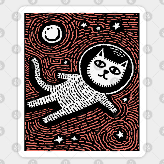 Astronaut Cat - The Cosmic Feline Explorer Sticker by TuncGK