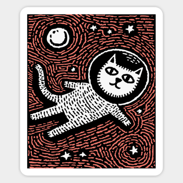 Astronaut Cat - The Cosmic Feline Explorer Magnet by TuncGK