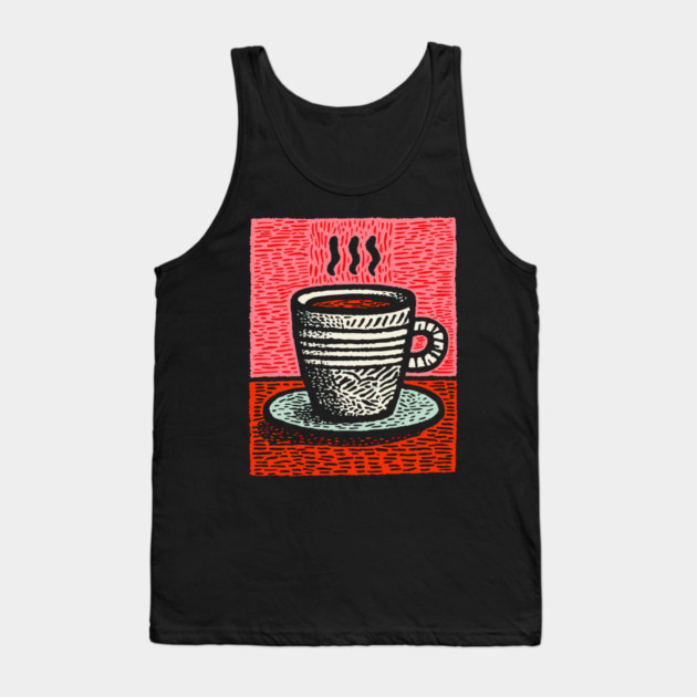 Woodcut Coffee Mug - A Tribute to the Morning Ritual Tank Top by TuncGK