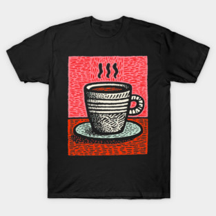 Woodcut Coffee Mug - A Tribute to the Morning Ritual T-Shirt