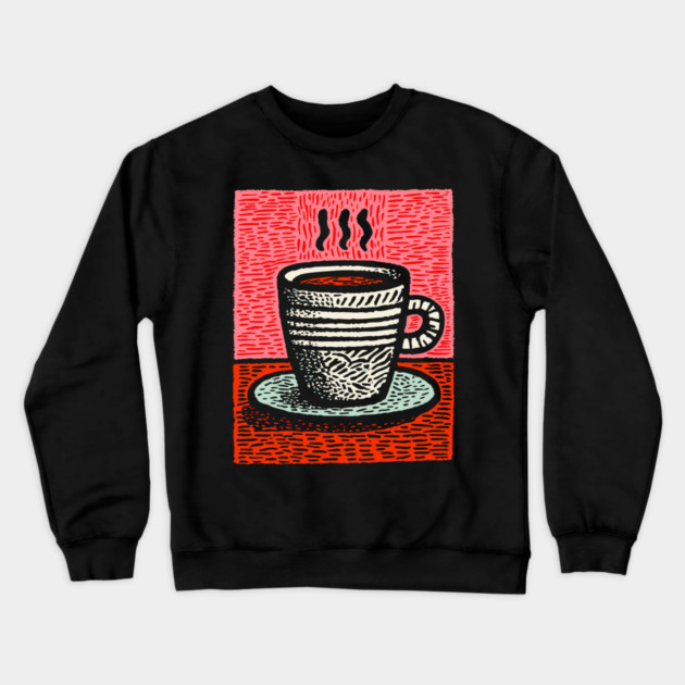 Woodcut Coffee Mug - A Tribute to the Morning Ritual Crewneck Sweatshirt by TuncGK
