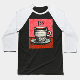 Woodcut Coffee Mug - A Tribute to the Morning Ritual Baseball T-Shirt