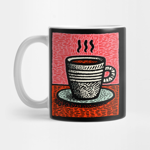 Woodcut Coffee Mug - A Tribute to the Morning Ritual by TuncGK