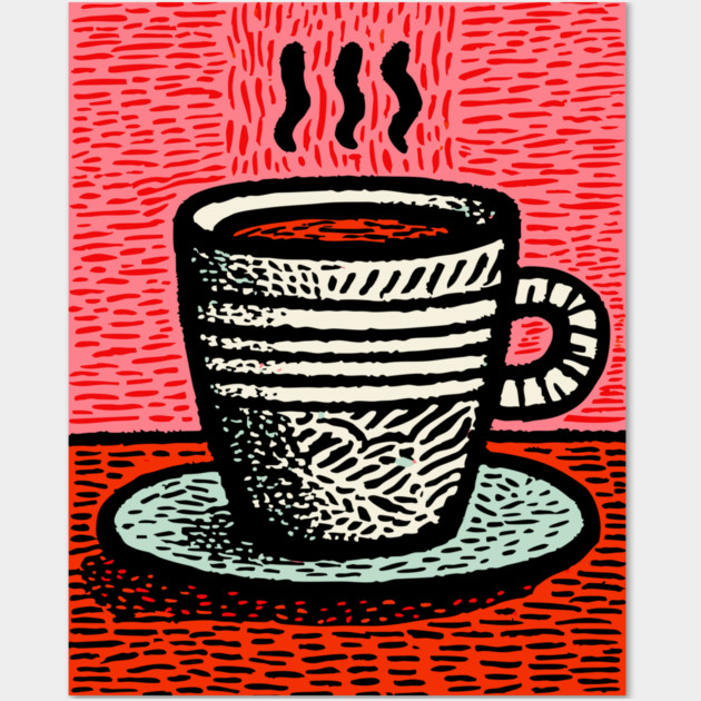 Woodcut Coffee Mug - A Tribute to the Morning Ritual Wall Art by TuncGK