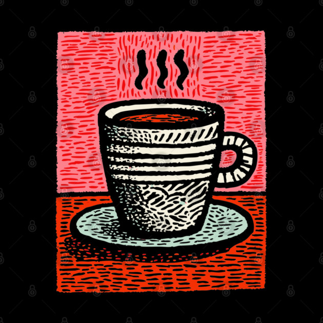 Woodcut Coffee Mug - A Tribute to the Morning Ritual by TuncGK
