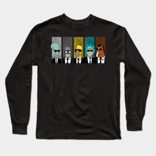 Cartoon Icons Men in Black Mashup Long Sleeve T-Shirt