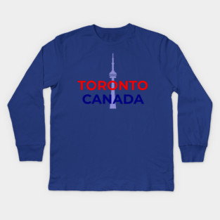 Toronto Canada Design — Minimal Red and Blue City Graphic Kids Long Sleeve T-Shirt
