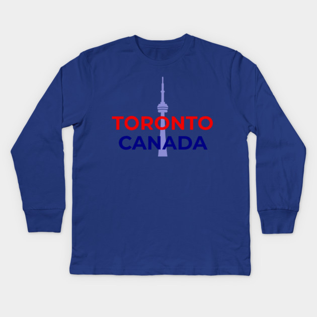 Toronto Canada Design — Minimal Red and Blue City Graphic Kids Long Sleeve T-Shirt by DonWillisJrArt