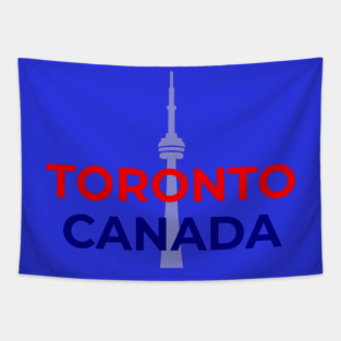 Toronto Canada Design — Minimal Red and Blue City Graphic Tapestry