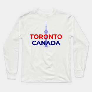 Toronto Canada Design — Minimal Red and Blue City Graphic Long Sleeve T-Shirt