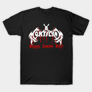 Mortician Happy Zombie Day Bloody Bunny Grindcore Logo T-Shirt