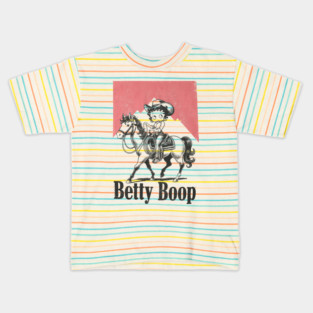 Cowgirl Betty Boop Riding Horse Marlboro Cigarettes T-shirts Kids T-Shirt